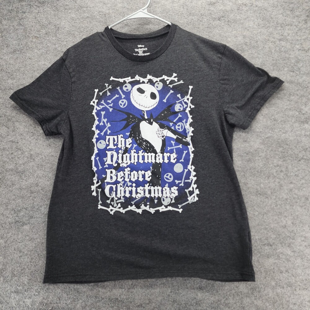 Disney The Nightmare Before Christmas Shirt Womens Large Short Sleeve Gray